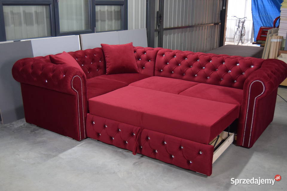Narożnik pikowany chesterfield glamour z funkcją Narożniki Narożniki wielkopolskie Pyzdry