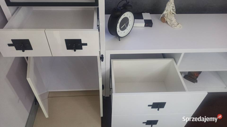 Komplet mebli białeczarne wysoki połysk styl Nowy Sącz