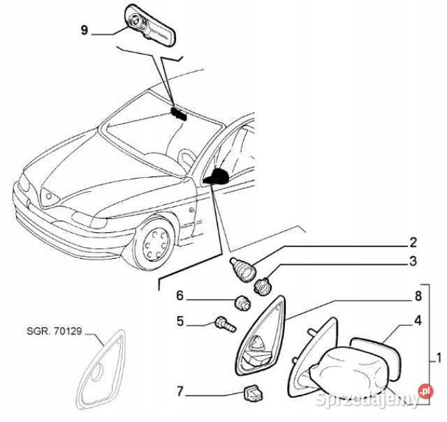 USZCZELKA LUSTERKA PRAWA ALFA ROMEO 145 60630726