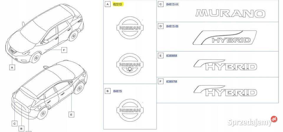 EMBLEMAT LOGO PRZÓD NISSAN MURANO Z52 16