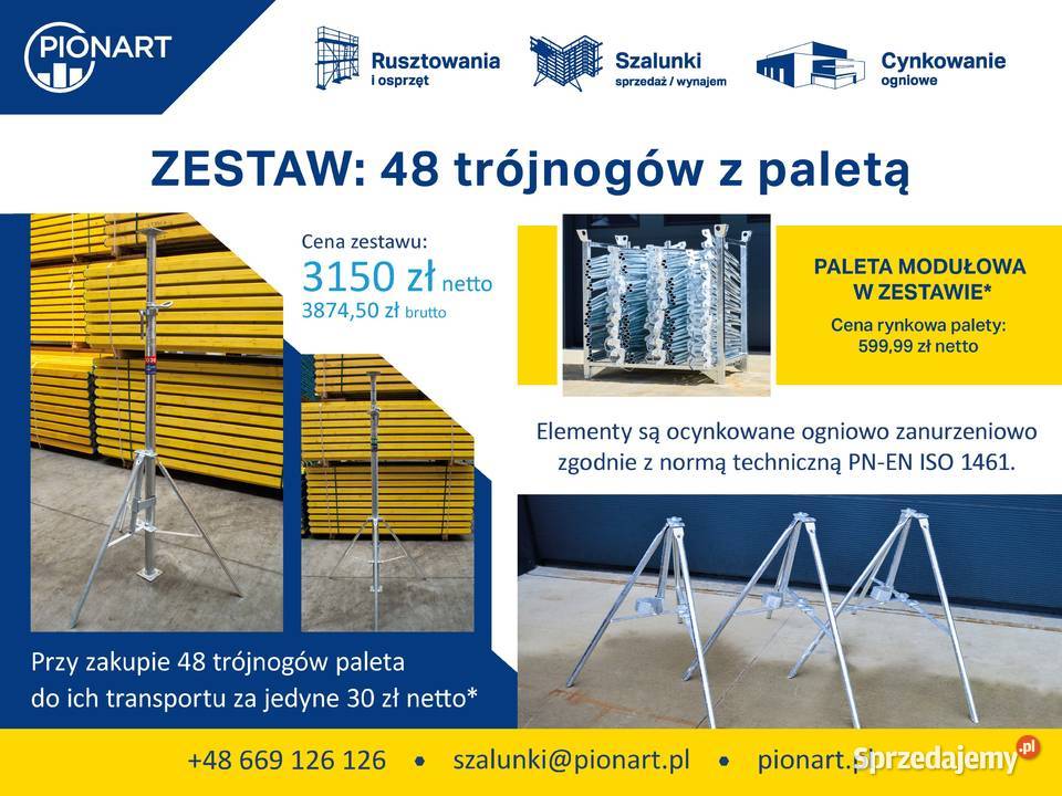 Zestaw ocynkowane trójnogi paleta modułowa Zabrze