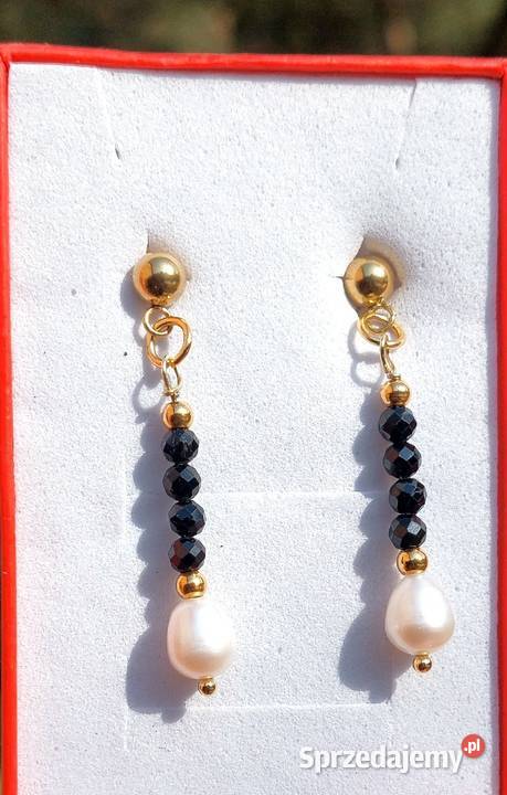 KOLCZYKI STAL SZLACHETNA SZTYFTY KAMIEŃ TURMALIN dolnośląskie