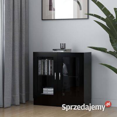 vidaXL Witryna czarna 825x305x80 materiał Półki
