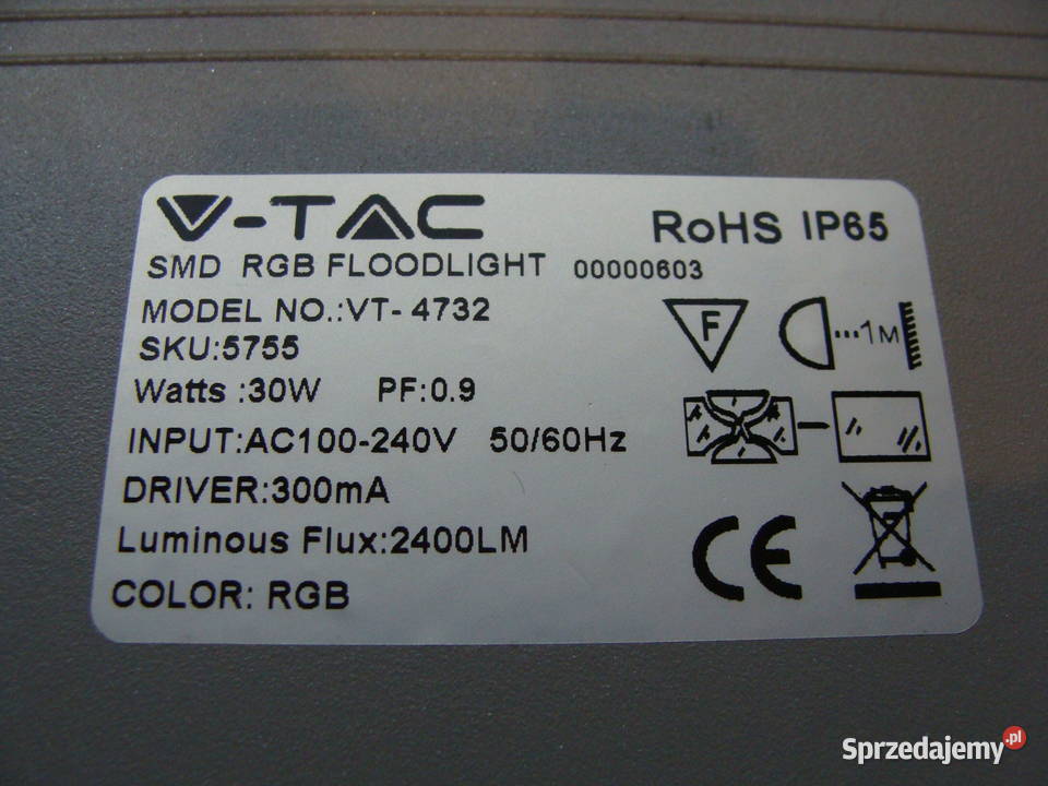 NOWY naświetlacz LED RGB VT4732 SKU 5755 IP65 Wieluń