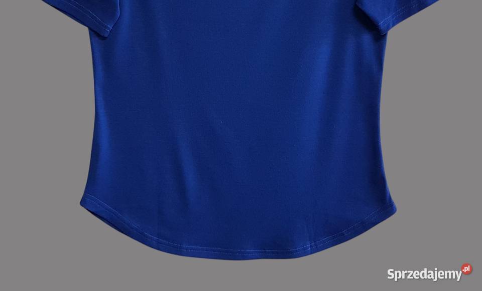 Damska bluzka bawełniana niebieska z krótkim