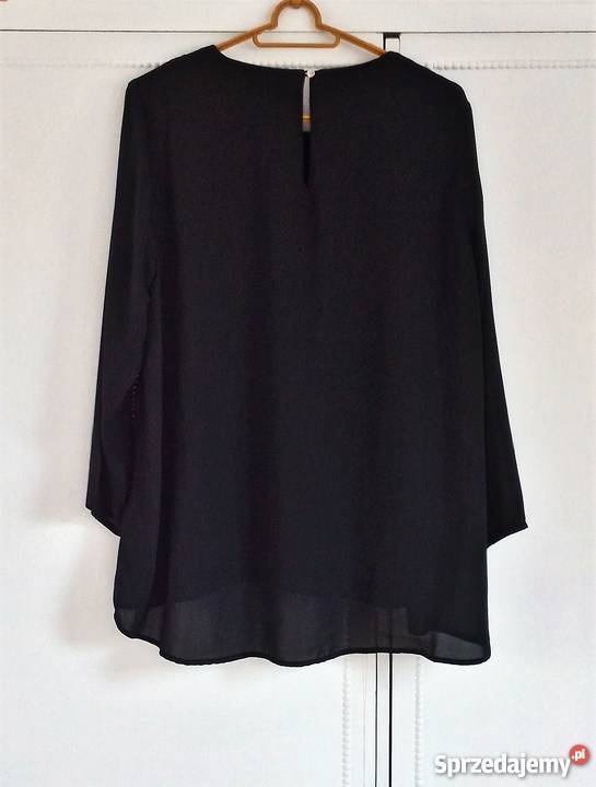 Czarna bluzka tunika HM L 40 lekka zwiewna nity czarny Szczecin