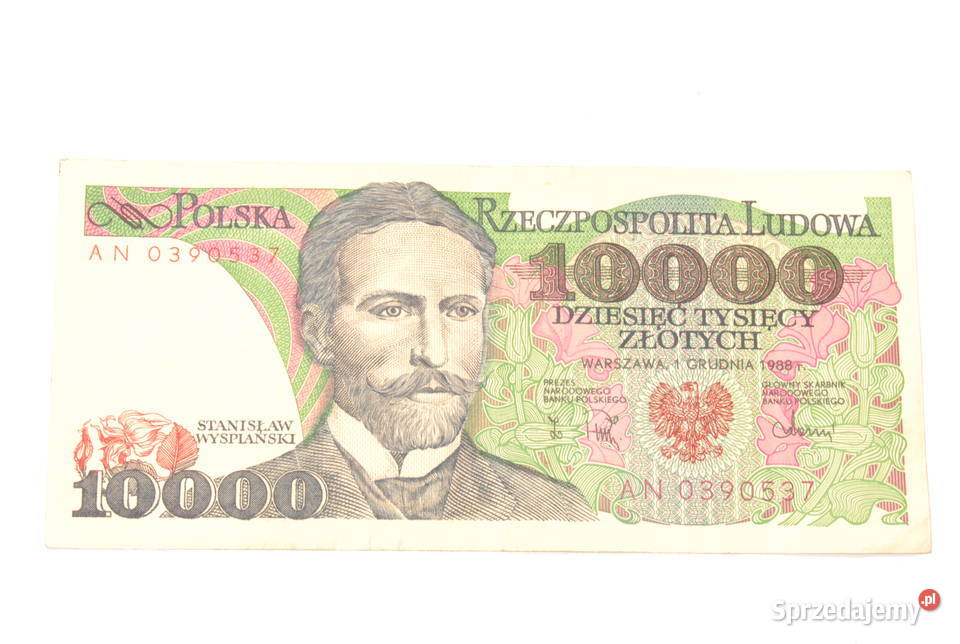 Stary banknot 10000 złotych Wyspiański 1988 Cieszyn