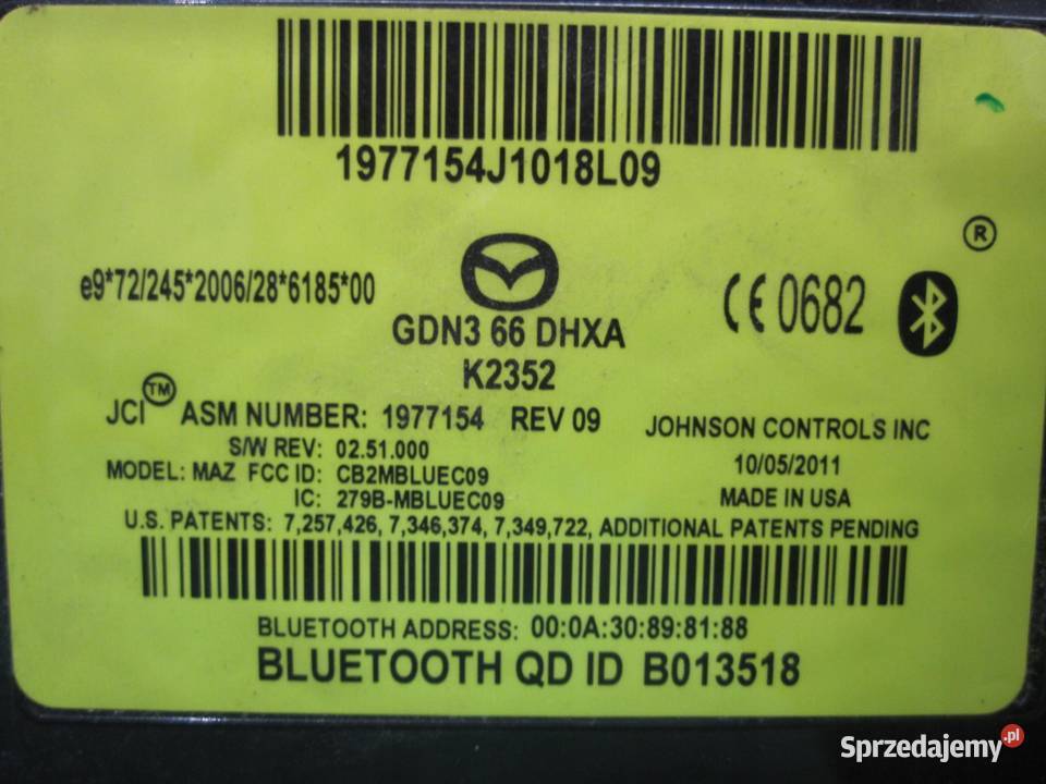 MAZDA 6 II GH LIFT 10r moduł Bluetooth B013518