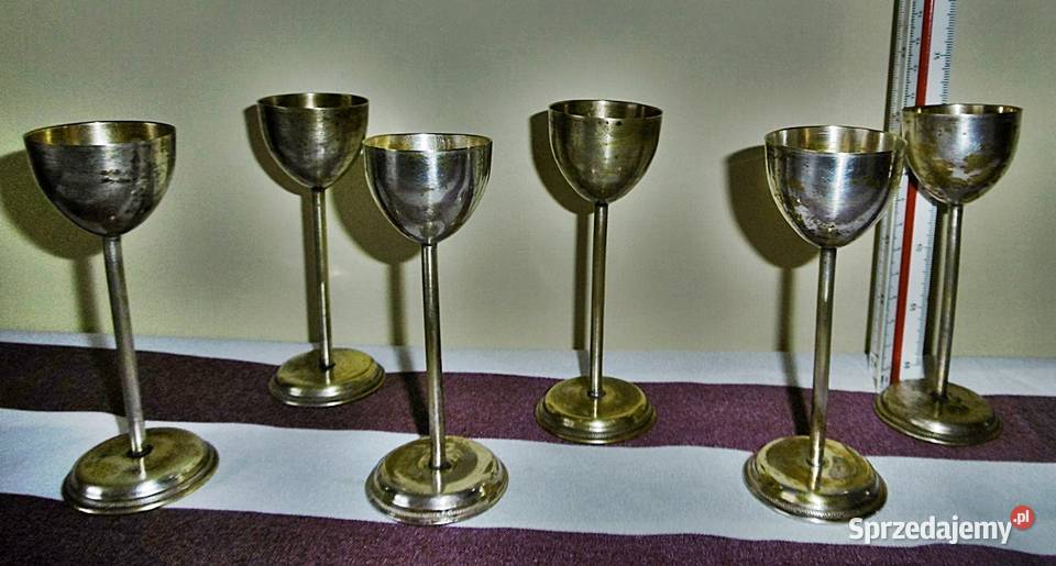 Kieliszki do likieru 6 sztuk platerowane wielkopolskie Ostrów Wielkopolski