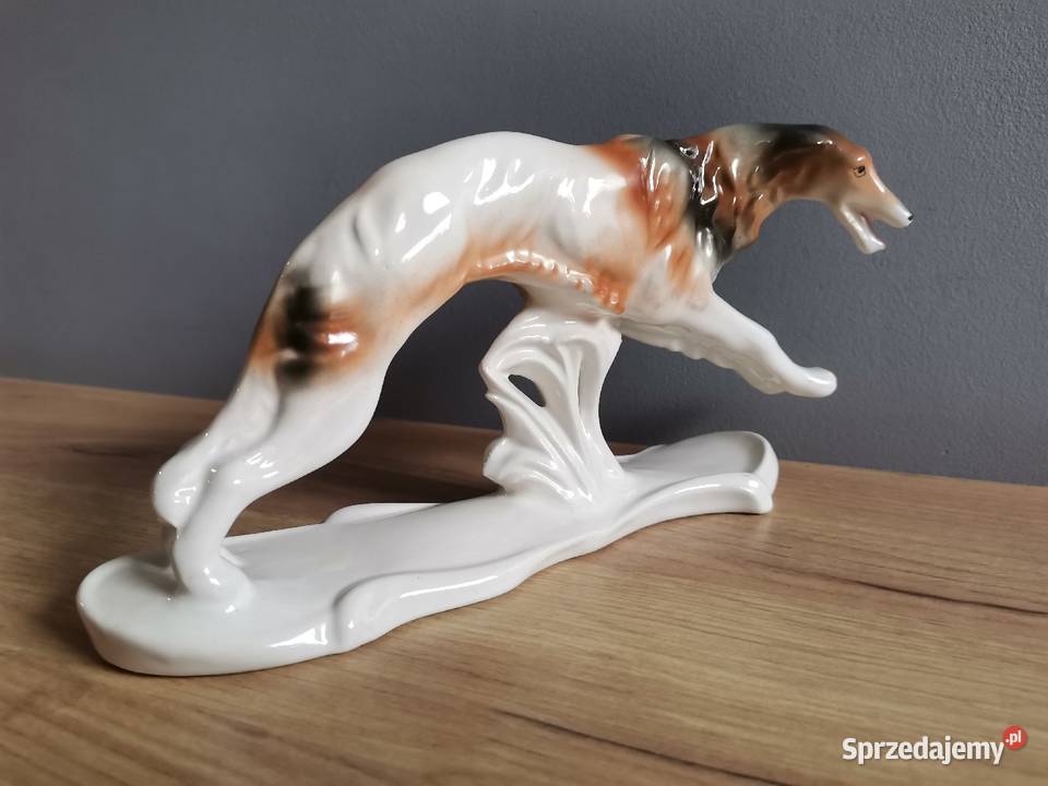 Stara figurka Chart Borzoj porcelana Katowice