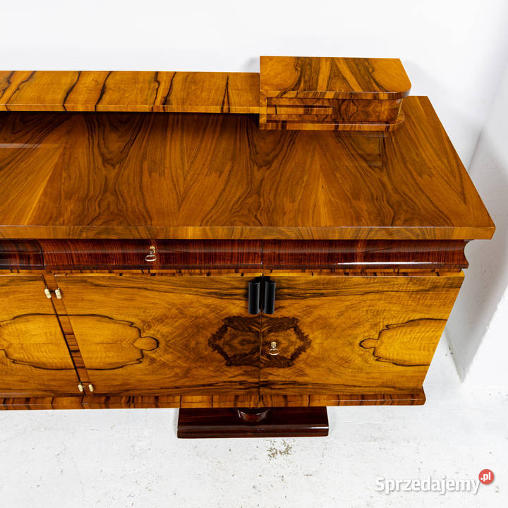 Bufet art deco długa komoda politura orzech
