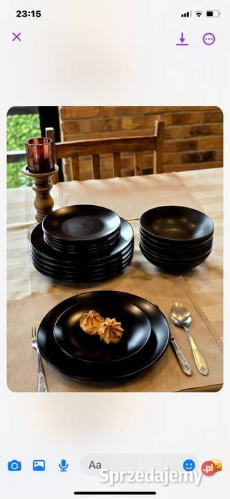 169 Zestaw obiadowy 18 elementów czarny szary Dom i Ogród Zabrze sprzedam