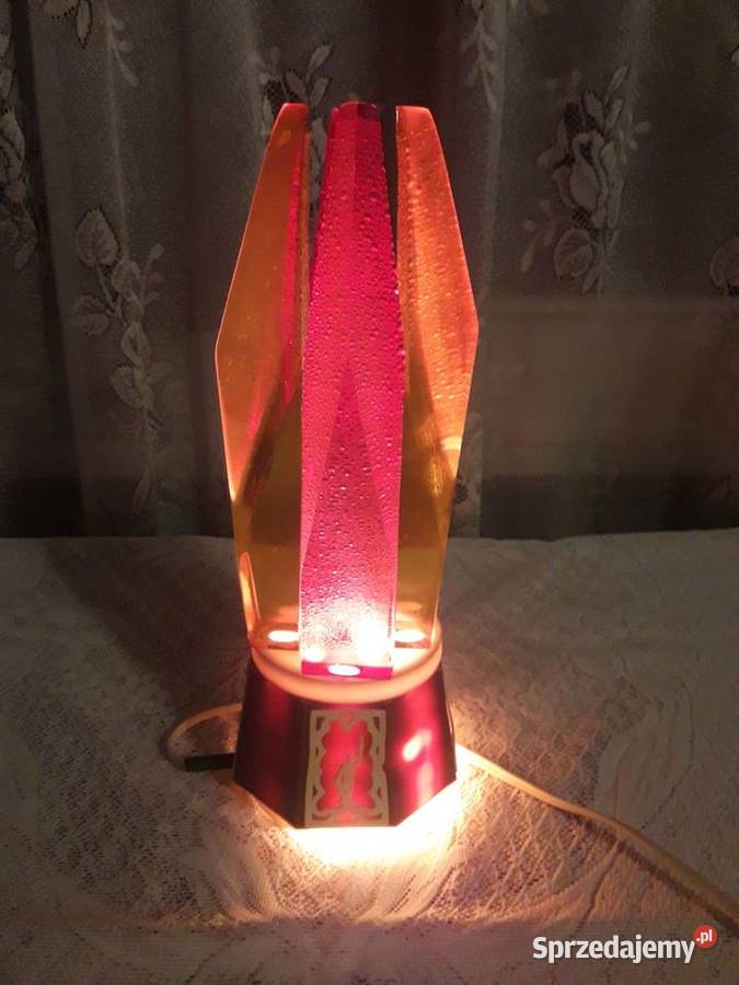 Lampka nocna kryształy lampa stołowa brązowa PRL