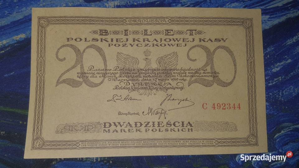 RARYTAS 20 MAREK POLSKICH 1919 s C UNC