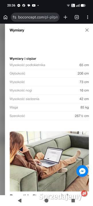Kanapa narożna BoConcept 268cm sprzedam