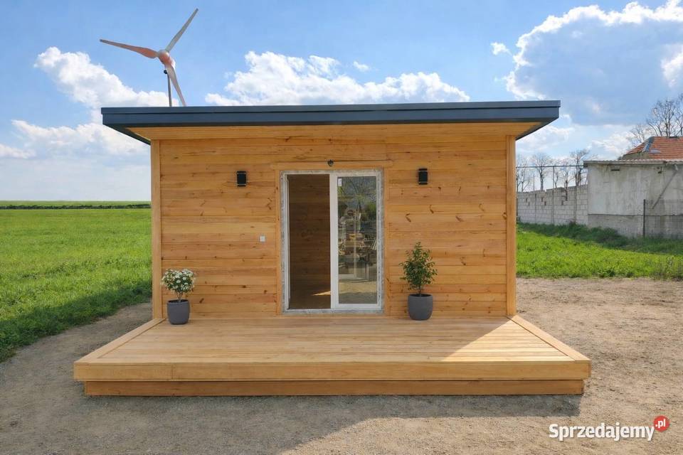 Drewniany domek całoroczny 20 m2 + taras 10 m2