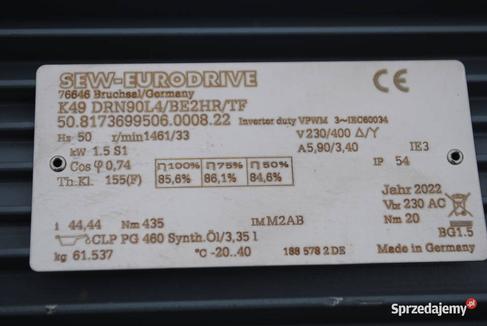 Motoreduktor kątowy 15kw 33obrmin z hamulcem lubuskie