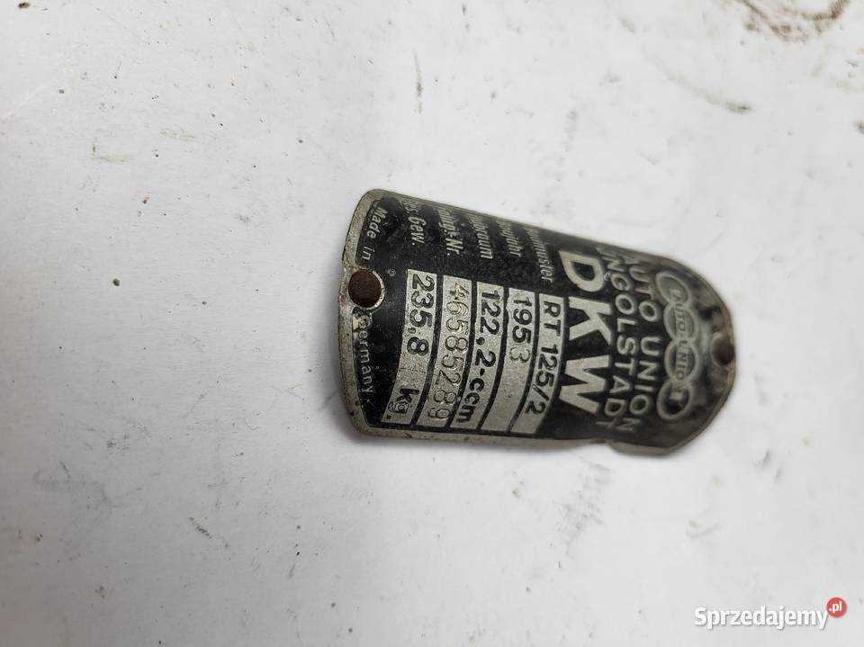 TABLICZKA ZNAMIONOWA DKW 1953 Rybnik