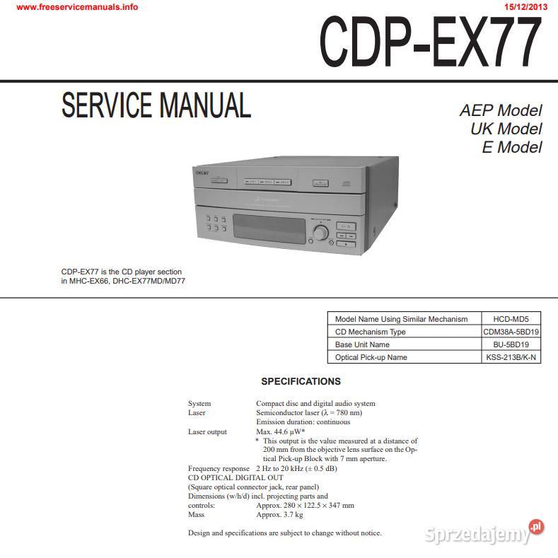 Odtwarzacz CD zmieniarka 3CD SONY CDPEX77 Kraków sprzedam
