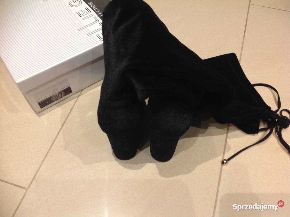 Długie Czarne Kozaki Damskie 36 do Uda Welur