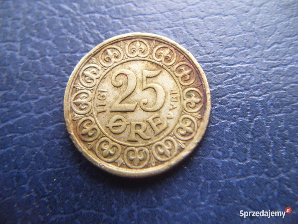 Stare monety 25 ore 1911 Dania srebro