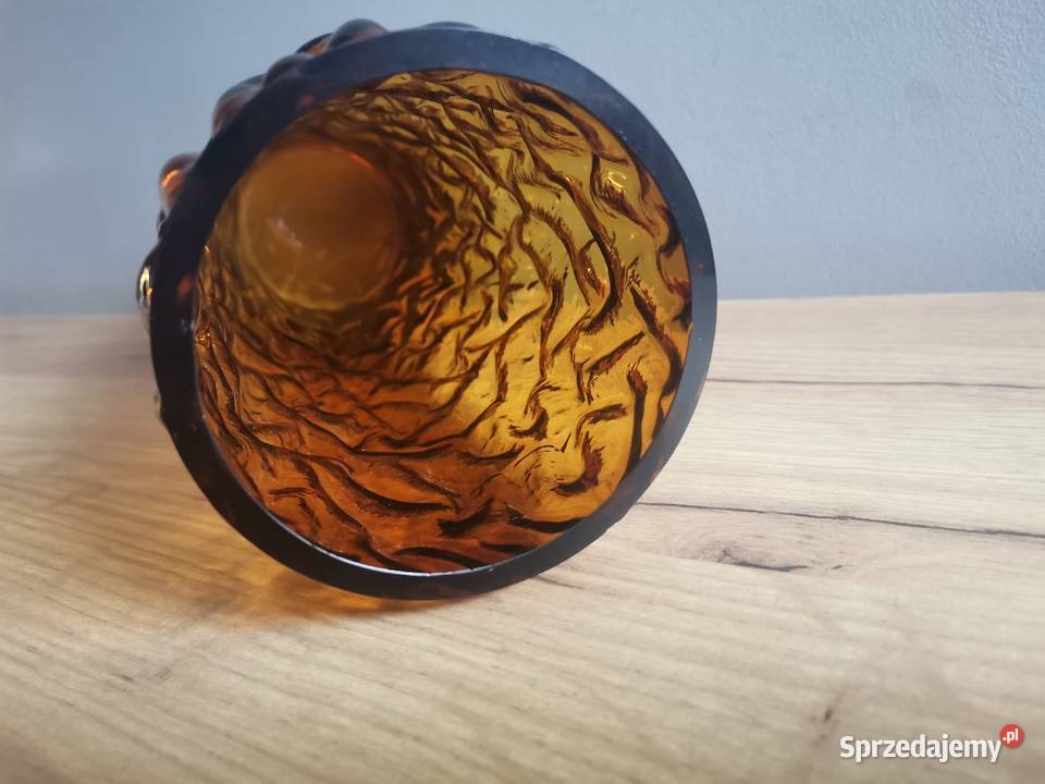 Stary duży wazon Pieniek szkło miodowe PRL huta Antyki, Sztuka, Kolekcje Katowice