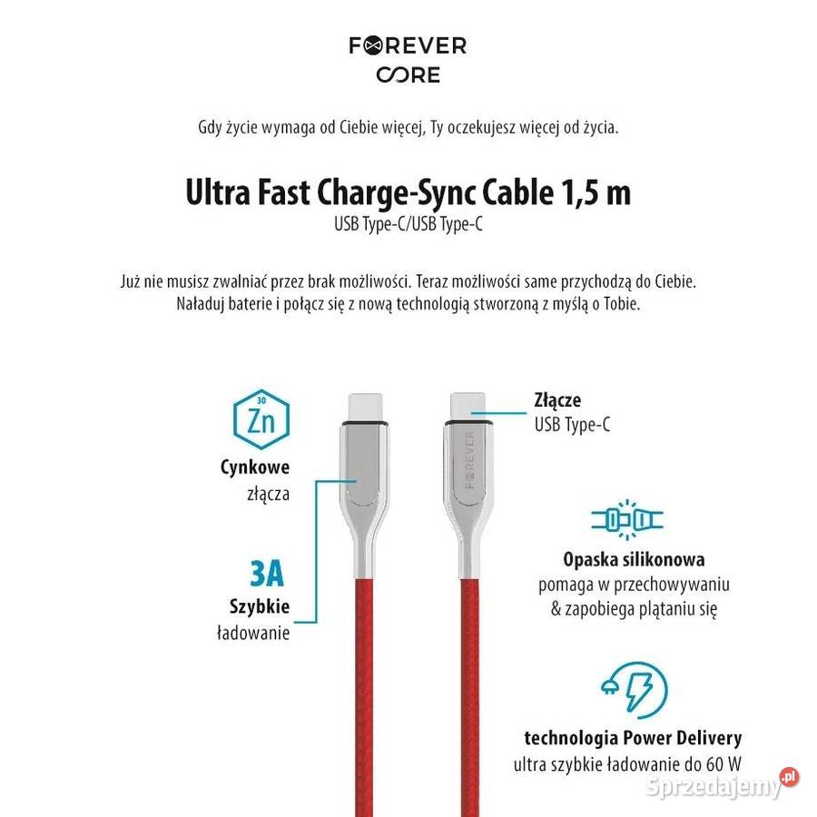 Kabel USB typeC 3A 60W 15m QC 30 PD szybkie Siemianowice Śląskie