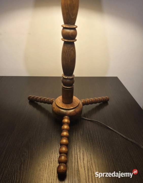 Lampa drrewniana vintage PRL Poznań