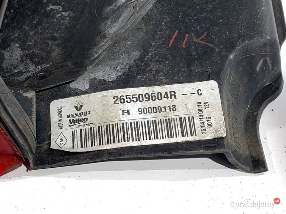 LAMPA PRAWY TYŁ DACIA DOKKER 265509604R Minivan