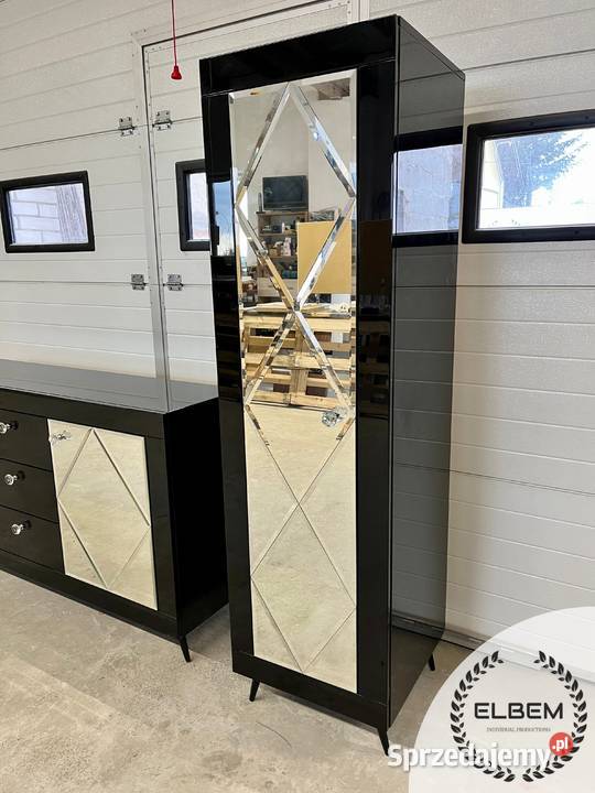 Komplet komoda witryna czarny połysk w stylu Warszawa