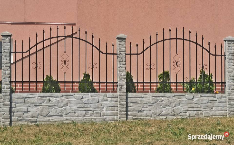 Ogrodzenie frontowe podmurówka kamień z daszkiem Elementy betonowe sprzedam