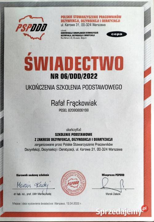 Usuwanie przykrych zapachów Ozonowanie Rawicz