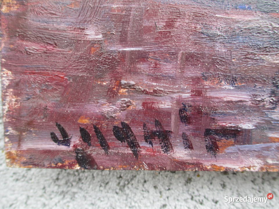 Obraz olejny Pejzaż Szwecja lata 60 Malarstwo lubelskie Lublin sprzedam