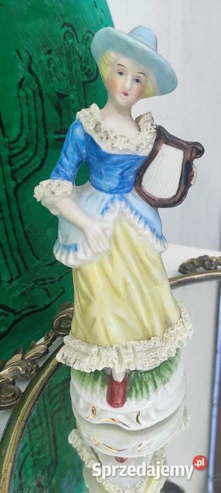 Porcelanowa figurka wiktoriańska dama z lirą Pabianice sprzedam