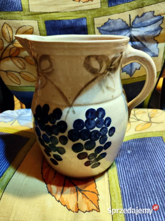 Malowany kamionkowy dzbanek z Bochni PRL Lublin