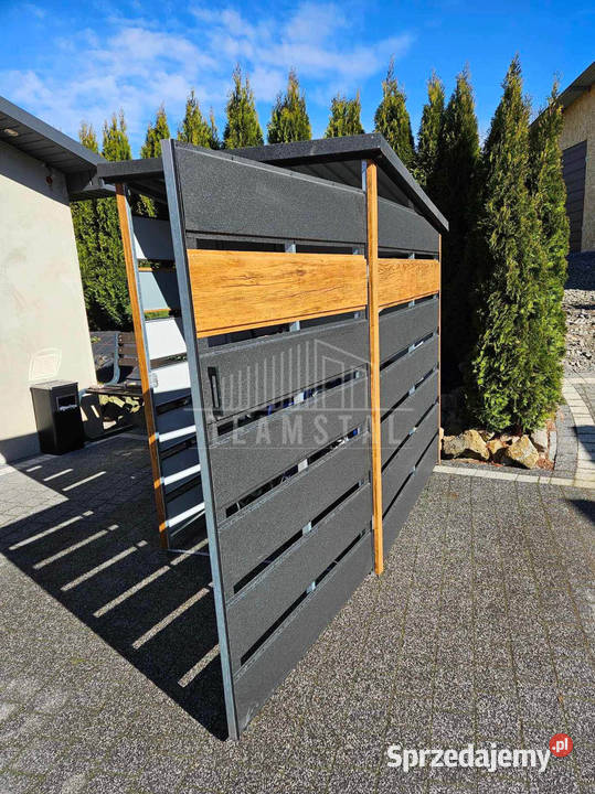 Wiata śmietnikowa 12x2 m Antracyt złoty dąb Bydgoszcz