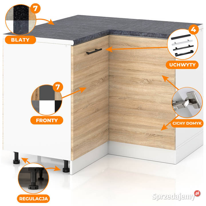 Szafka Kuchenna Stojąca Z Blatem Narożna 90x90 52cm warmińsko-mazurskie Elbląg