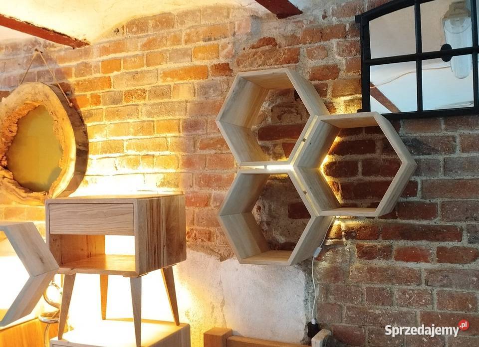 Półka dębowa heksagon Postolice