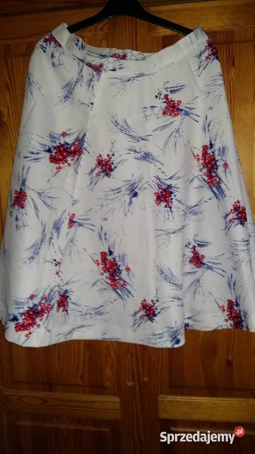 Spódniczka letnia biała w bukiety kwiatów M Łódź