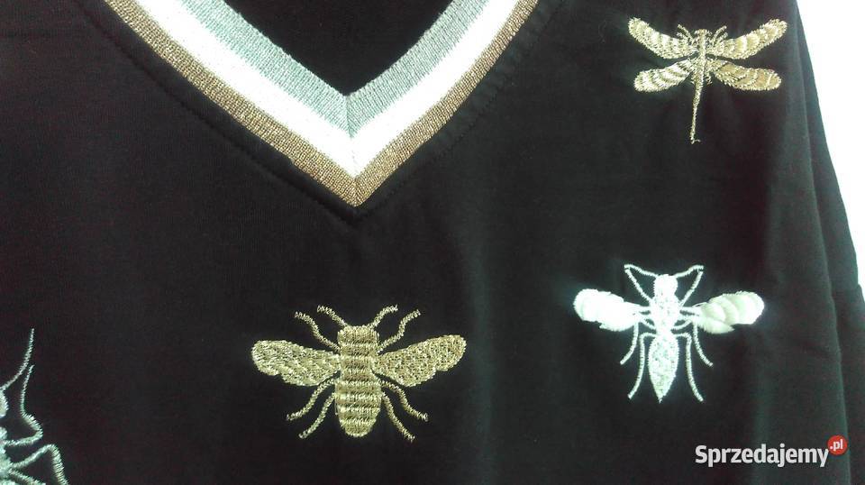 Bluza czarna Bluzka r 38 Serek rękaw 78 Białystok