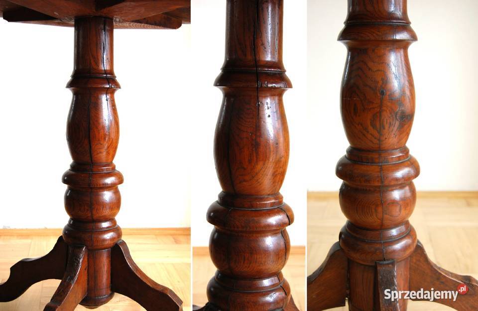 Przedwojenny stolik drewniany kawowy na jednej Lublin