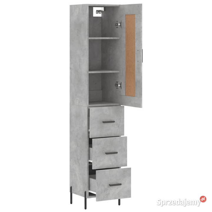 Wysoka szafka szarość betonu 345x34x180 Warszawa
