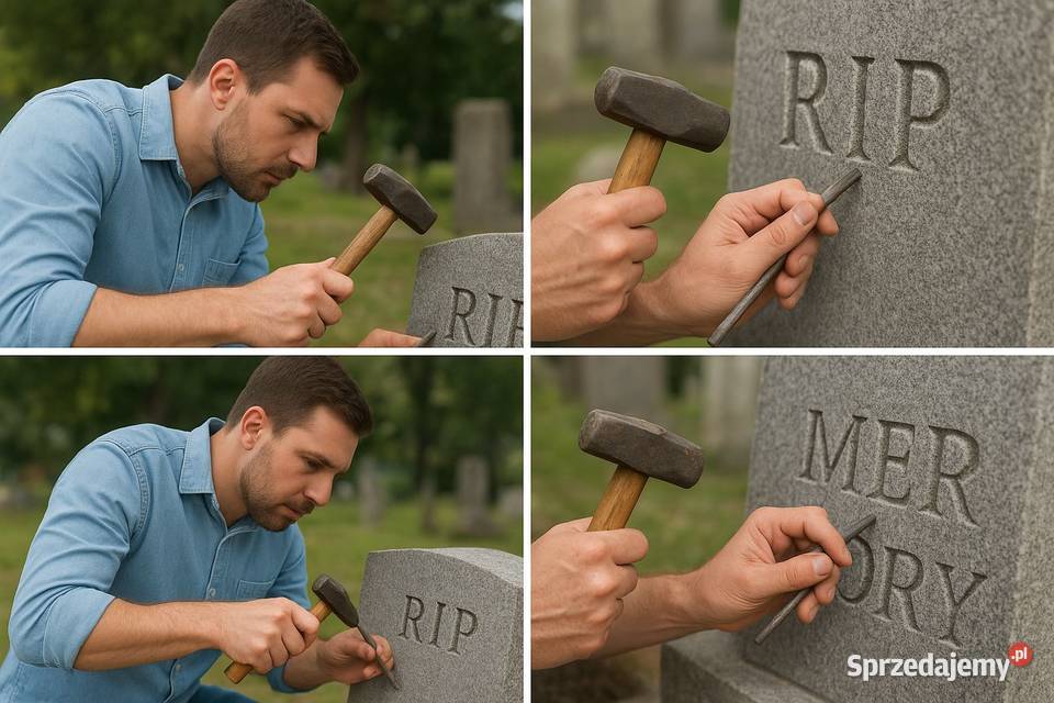 Liternictwo dopisanie liter na pomniku nagrobku Pozostałe usługi