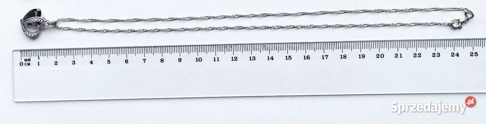 Łańcuszek Przywieszka Serce Czarne pr925 Łódź