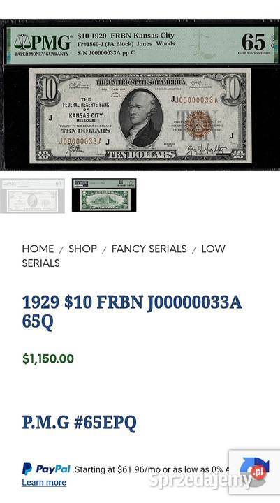 USA 10 Dolarów 1929 r York PMG 65 EPQ WYSOKA Kolekcje Węgorzewo sprzedam