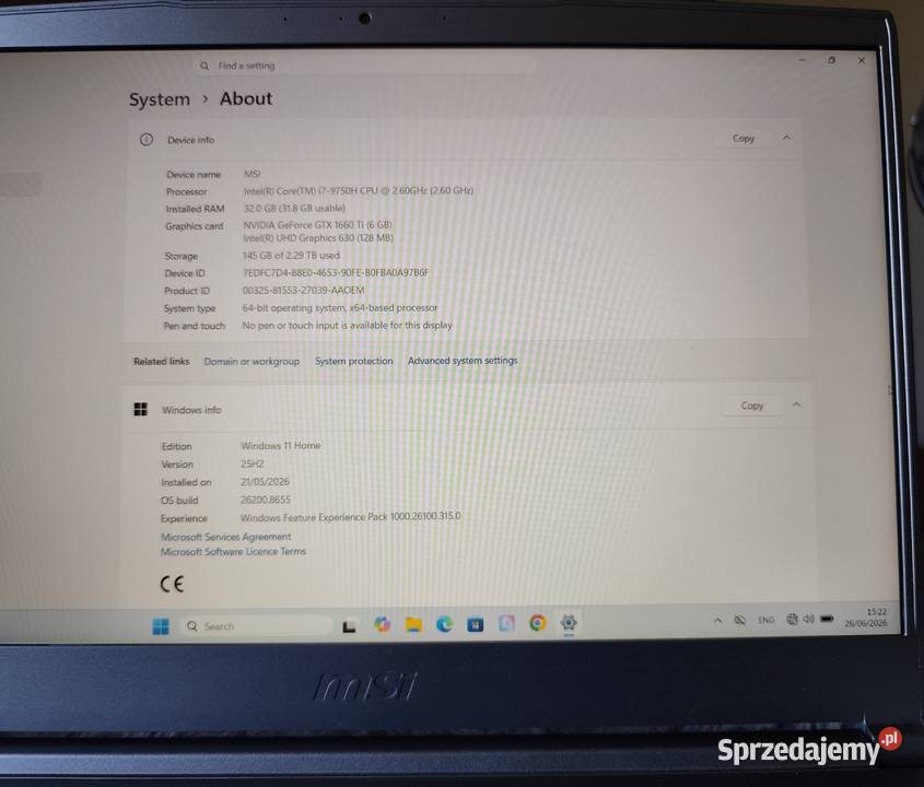 Laptop MSI CREATOR Łódź