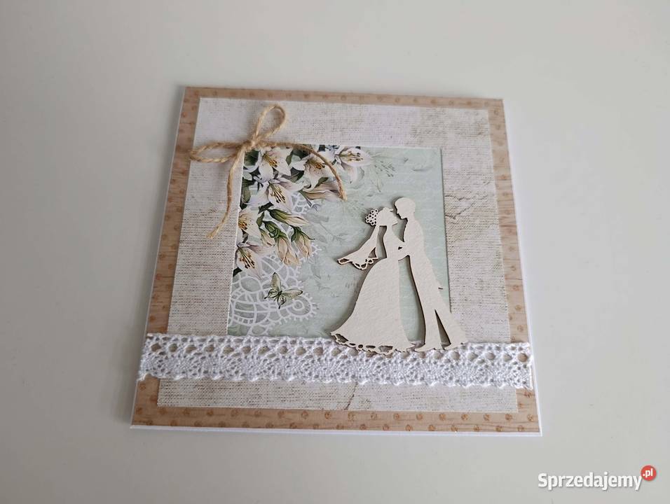 Kartka ręcznie robiona na Ślub handmade 3 Antyki, Sztuka, Kolekcje Łódź sprzedam