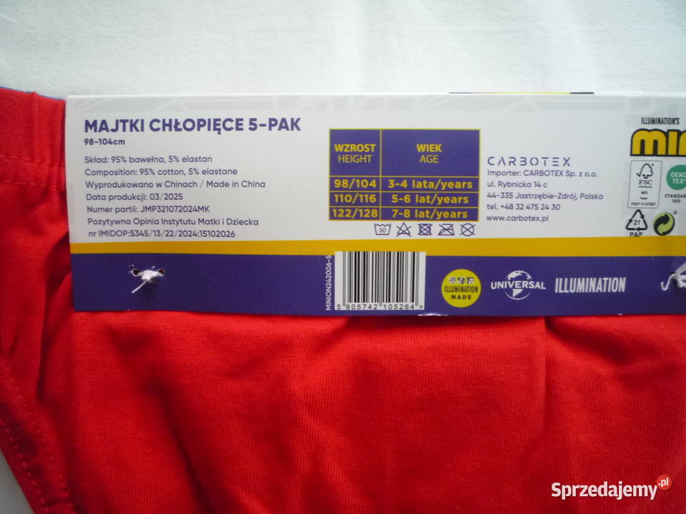 Nowe 5 sztuk Minions 981104 Majtki chłopięce Szczecin