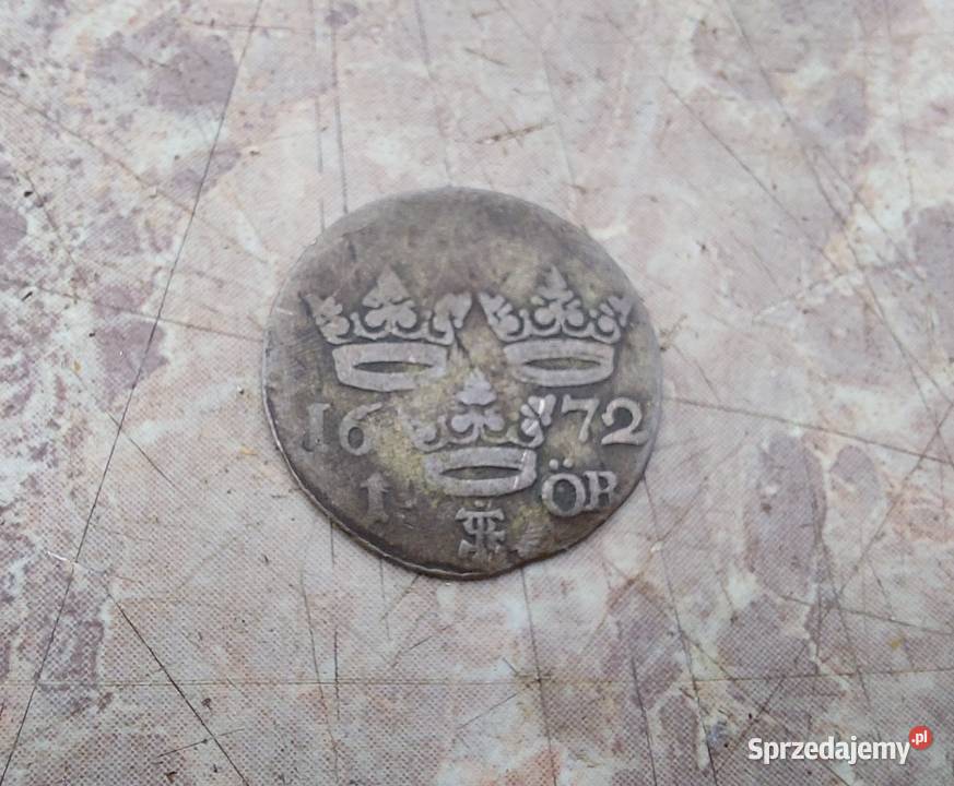 Stara zabytkowa moneta 1 Ore 1672r Szwecja Karol Tczew sprzedam
