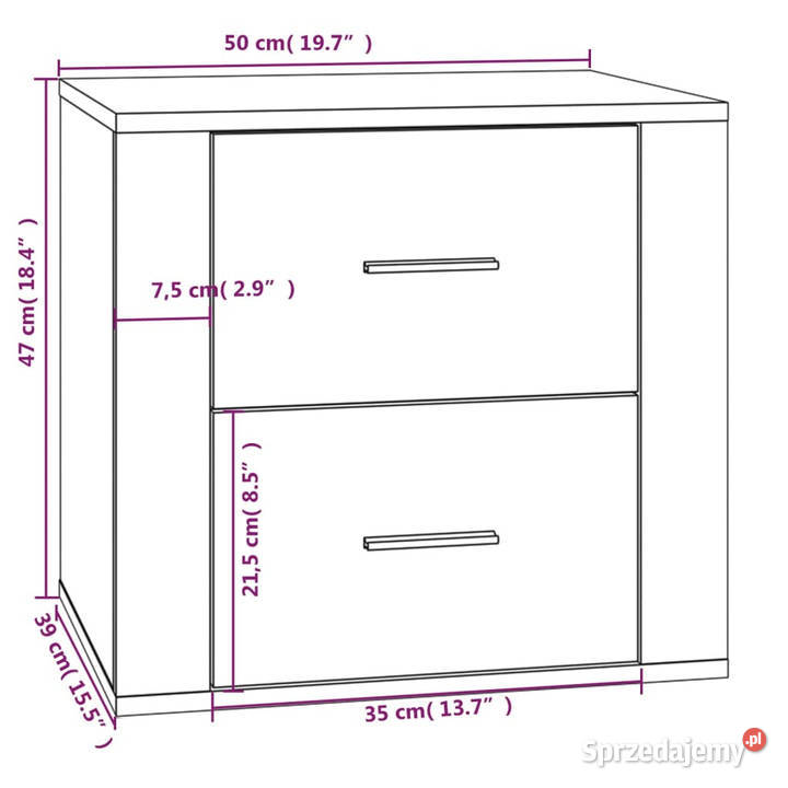 Szafka nocna brązowy dąb 50x39x47 WM816711 Warszawa